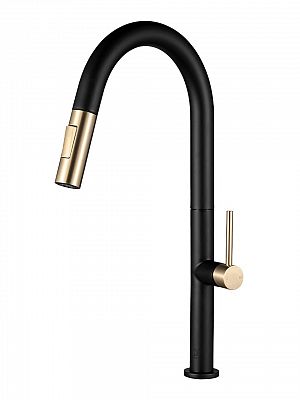 Lennox II Matte Black & Ferreira Gold Kitchen Faucet